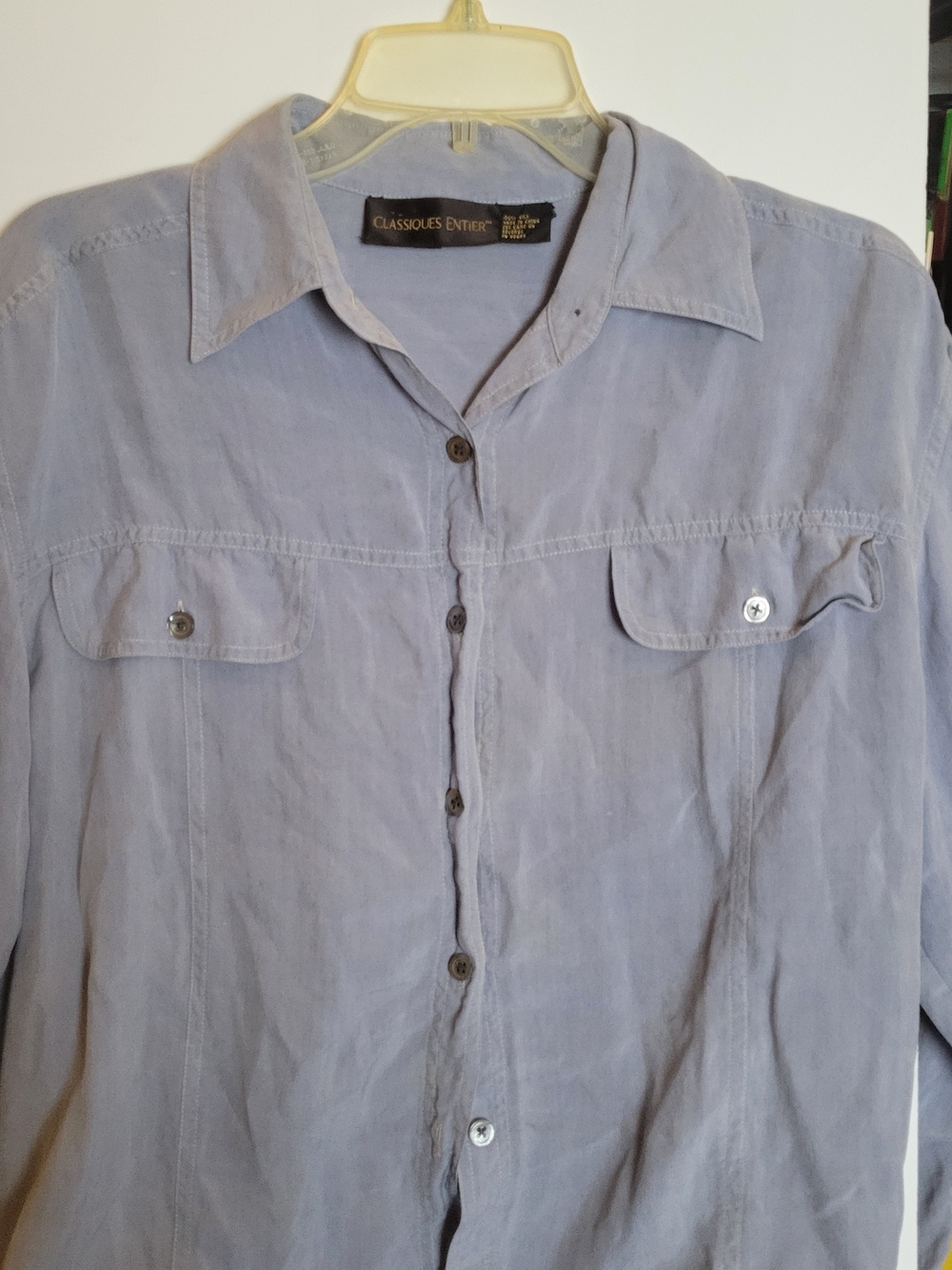 Classiques Entier Womens Pale Blue Button-Down Shirt 100% Silk